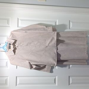 Relativity Woman Suit Tan Faux Suede 2 pc Suit Maxi Skirt & Button Up Top 1X